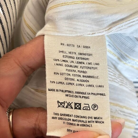 Cartonnier Women Black White Striped Collared Pockets Long Sleeves Blazer Size 0 - Picture 8 of 12